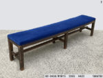 紺色別珍布張り木製背無ベンチ