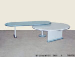 白・青変型モダン応接テーブル