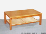 木地木目籐張棚付応接卓子