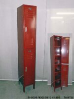 ワインレッド色二段スチール製ロッカー