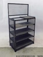 錆鉄色スチール製メッシュキャビネット