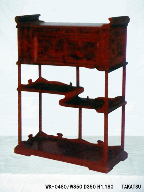 赤色彫刻入り中華風飾り棚 – 高津装飾美術株式会社